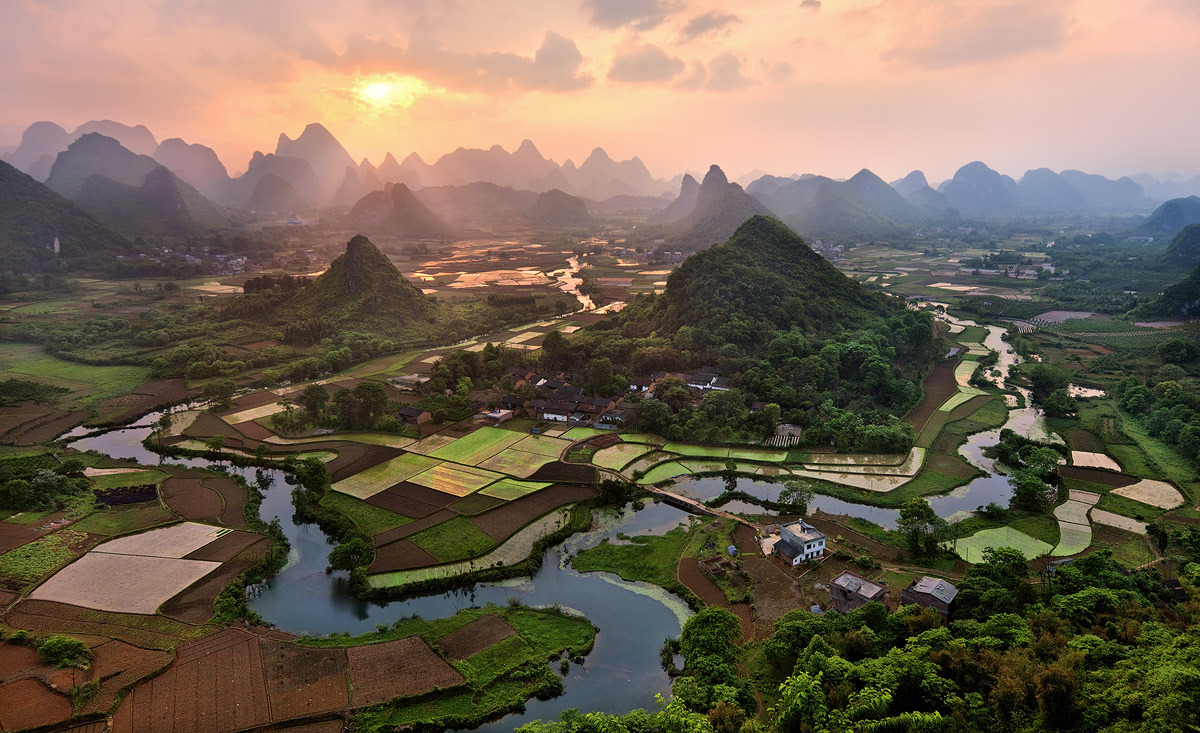 Sunset over Guilin - Guangxi Region, China.