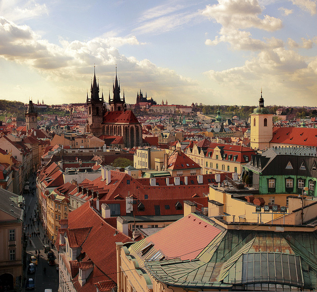 by Samantha T. on Flickr.The beautiful city of Prague seen from the Powder Tower.
