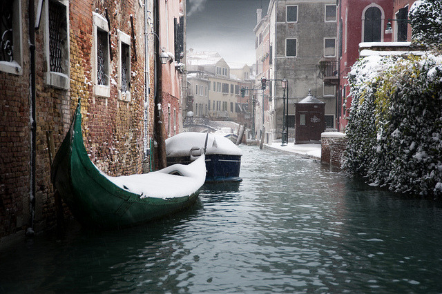 by Giuseppe Desideri on Flickr.Gondolas covered in snow, a rare view in Venice, Italy.