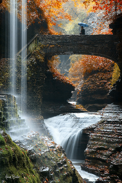 Rainbow Falls in Watkins Glen State Park, NY, USA