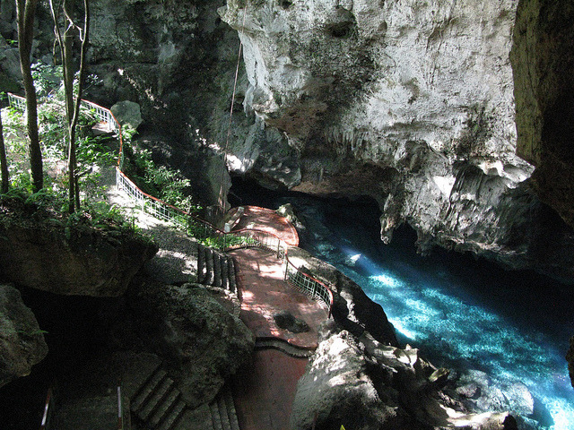 The beautiful blue pools of Los Tres Ojos Caves, Dominican Republic