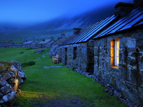 Blue Dusk, Stone Cottages, Wales
