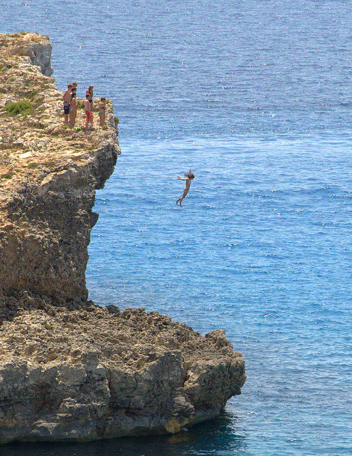 Jumping in the Mediterranean, Camino Island, Malta