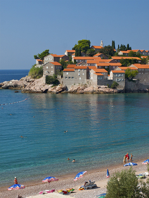 Adriatic coastline at Sveti Stefan, Montenegro