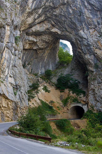 Road an tunnels in Piva Canyon, northern Montenegro