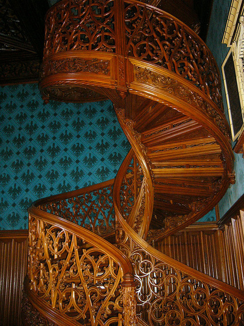 The library stairs in Lednice Castle, Czech Republic