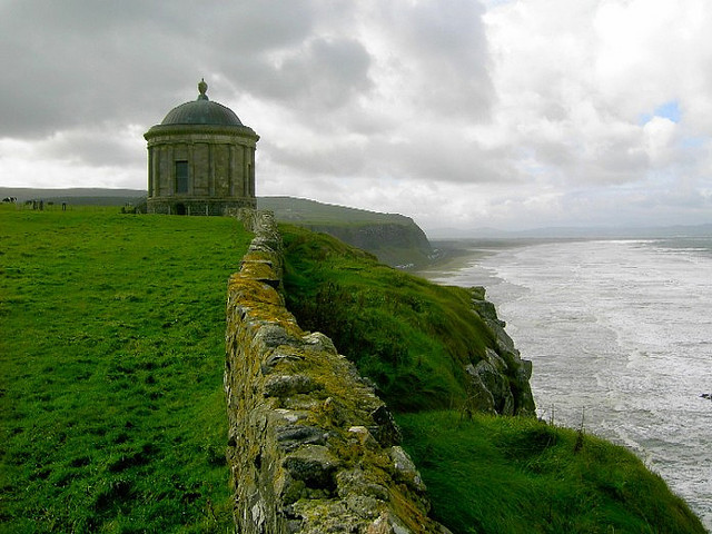 Mussenden Temple, high above the Atlantic Ocean on the north-western coast of Northern Ireland