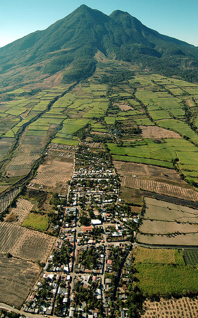 Village on the slopes of Chinchontepec Volcano, El Salvador