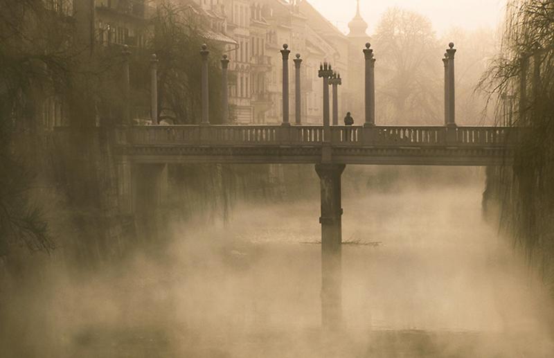 Foggy Bridge, St. Petersburg, Russia