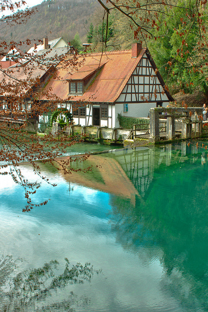 Blautopf natural spring in Blaubeuren, Germany