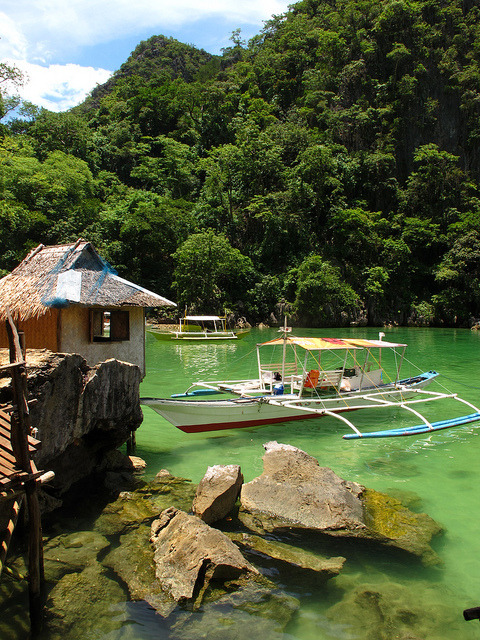 Tagbanua Village on the shores of Kayangan Lake, Philippines