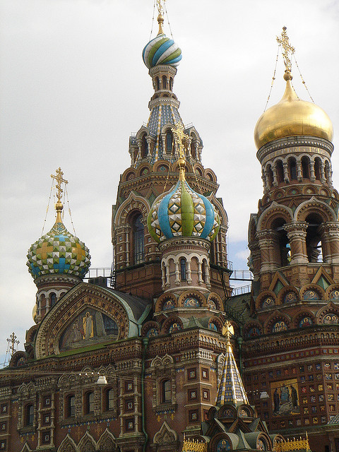Domes of the Church On The Spilled Blood in St. Petersburg, Russia