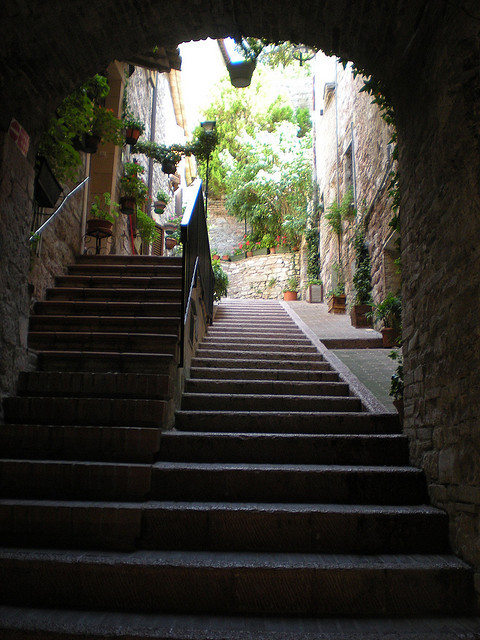 Medieval alleyways of Assisi in Umbria, Italy