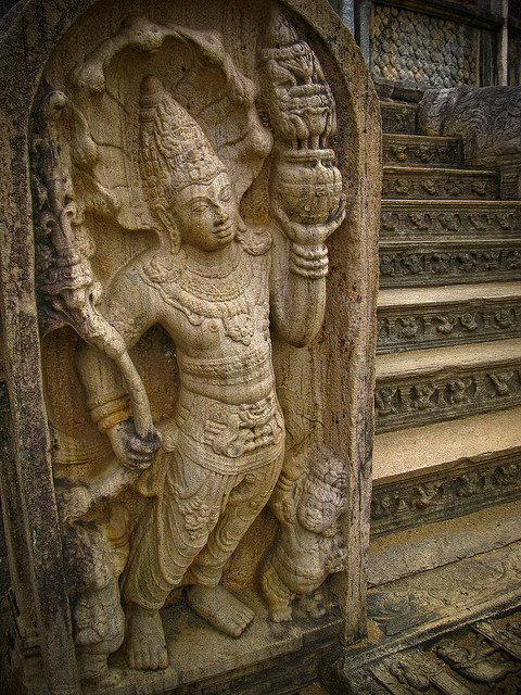 Guardstone at the entrance to the Ancient City of Polonnaruwa, Sri Lanka