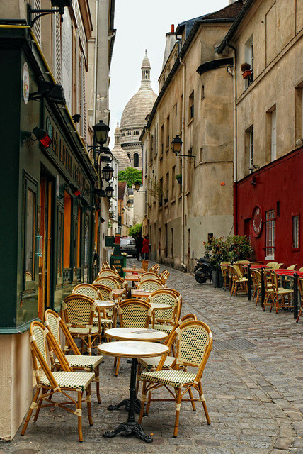 Streetside cafe in Montmartre, Paris, France
