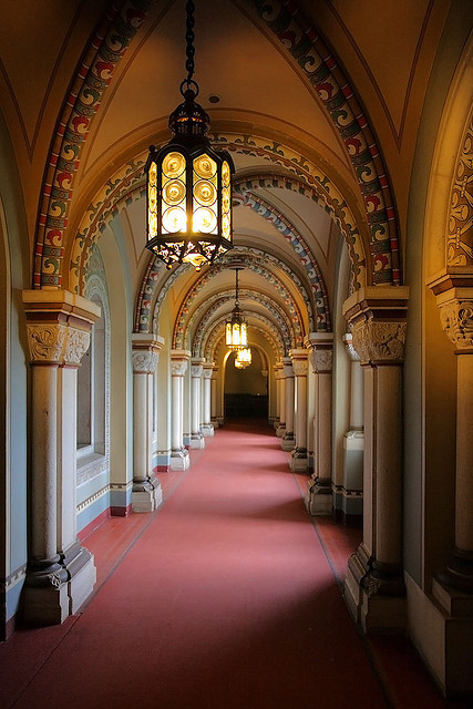 Corridor inside Schloss Neuschwanstein in Bavaria, Germany